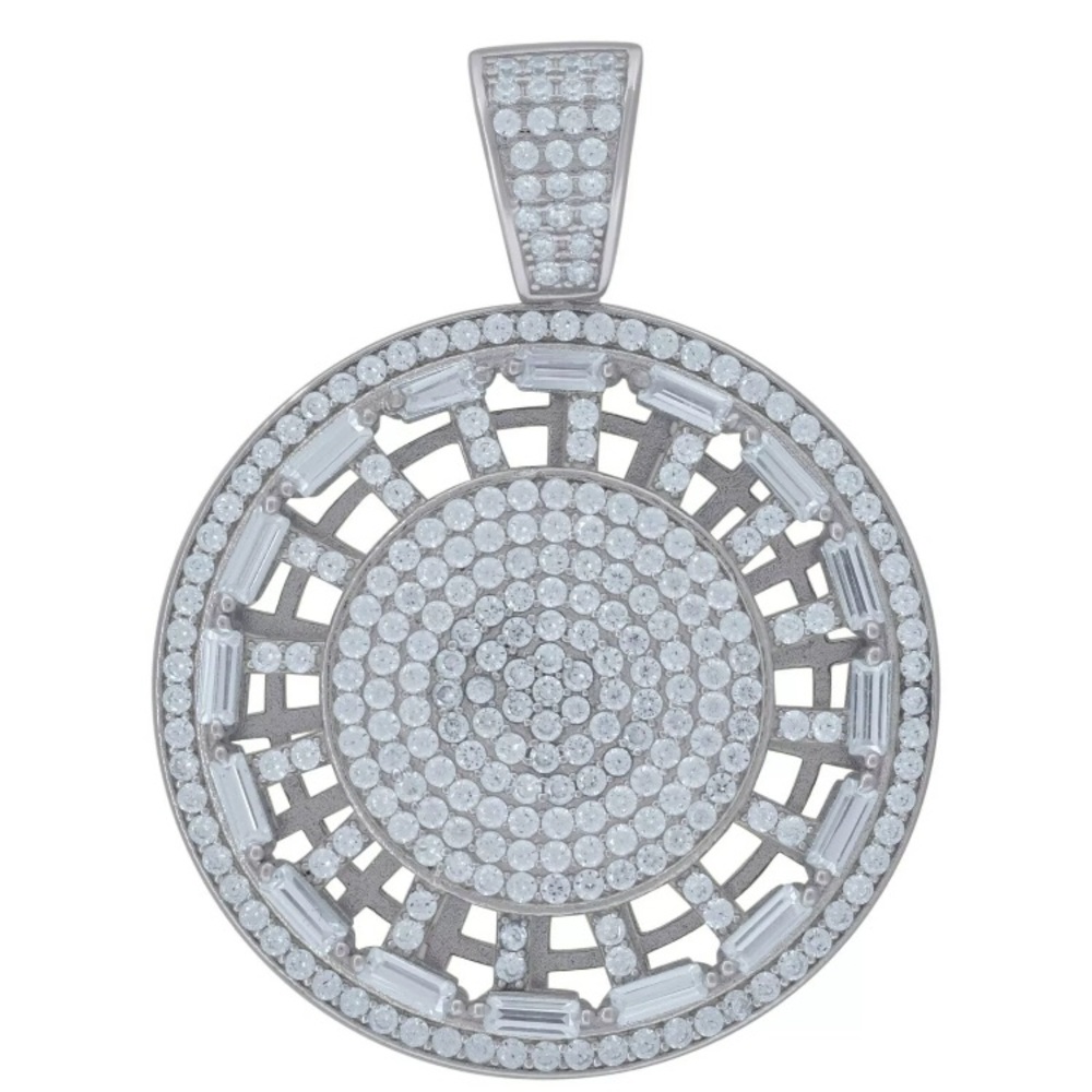 925 Sterling Silver Medallion CZ Pendant Charm
